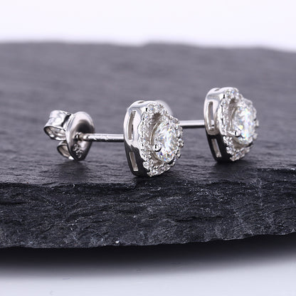 S925 sterling silver D color moissanite earrings