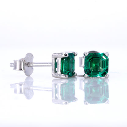 80-point recycled Colombian emerald earrings, synthetic emerald S925 silver electroplated K gold emerald earrings