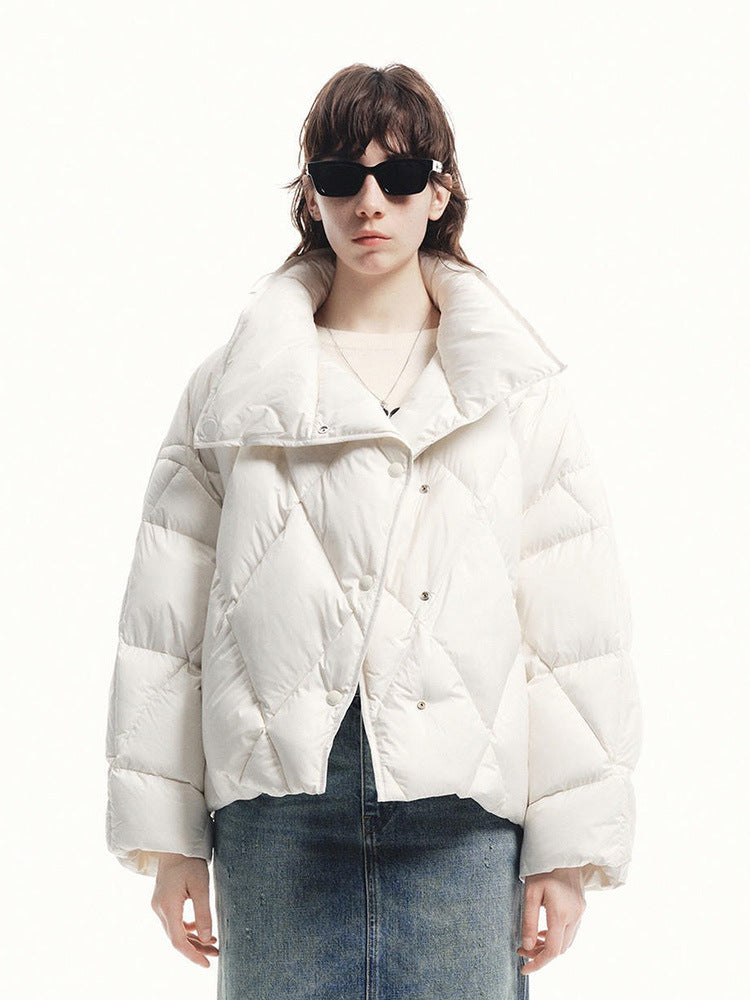 Winter casual simple versatile design warm wrap short down jacket for women